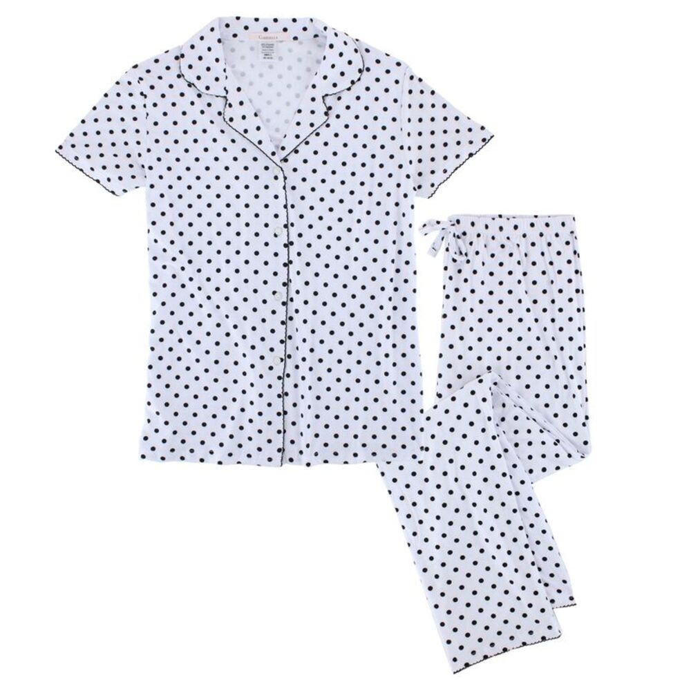 Gabriella Women's Notched Collar Polka Dot Pajama Set